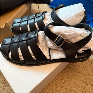 Quince Black Italian Leather Sandals